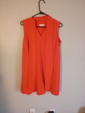 Calvin Klein Sleeveless Scarlet Red Draped Shift Dress